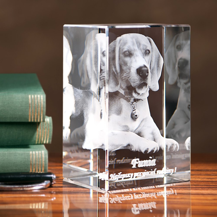 Zdjęcie Twojego pieska - grawer 3D w szkle KP-03 (80x120x80 mm)