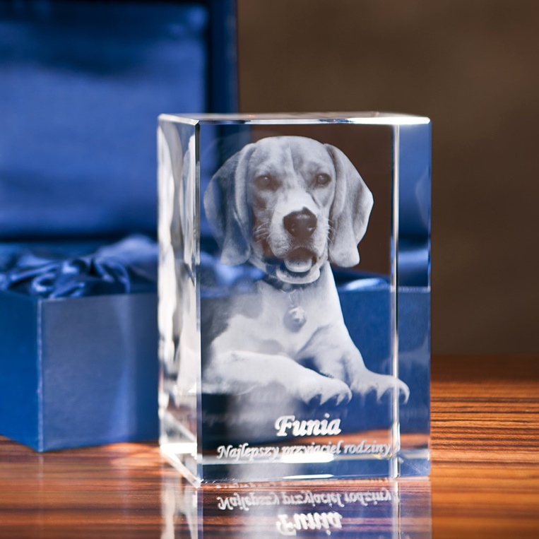 Zdjęcie Twojego pieska w trójwymiarze - grawer w statuetce szklanej