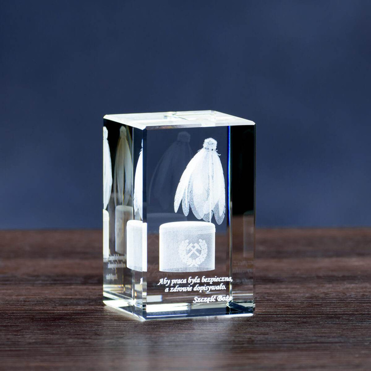 Prezent DLA GÓRNIKA w krysztale CZAPKA 3D statuetka na Barbórkę