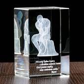 Grawerowana postać Myśliciela 3D - kryształowa statuetka DLA PRAWNIKA