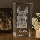 Engraved 3D photo in glass - your dog
