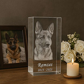 Engraved 3D photo in glass - your dog